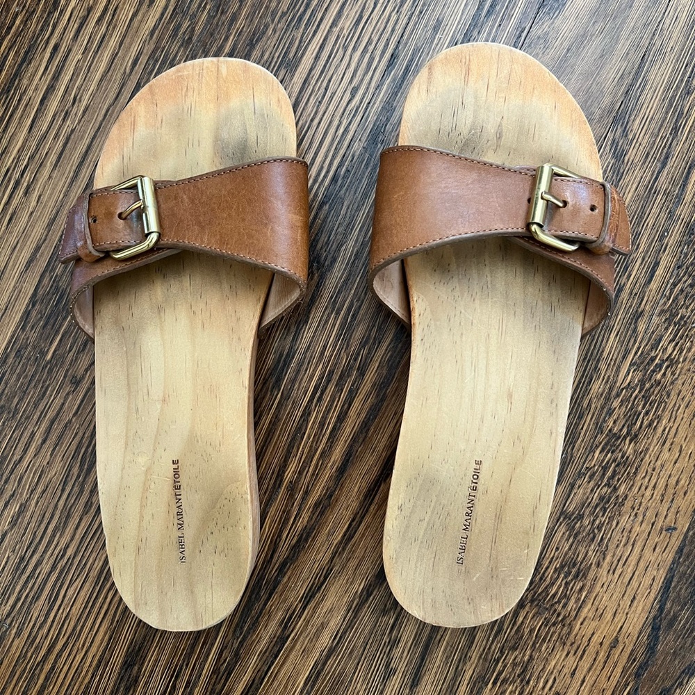 Etoile Isabel Marant, Leather Tadley slide sandals size 7/FR38